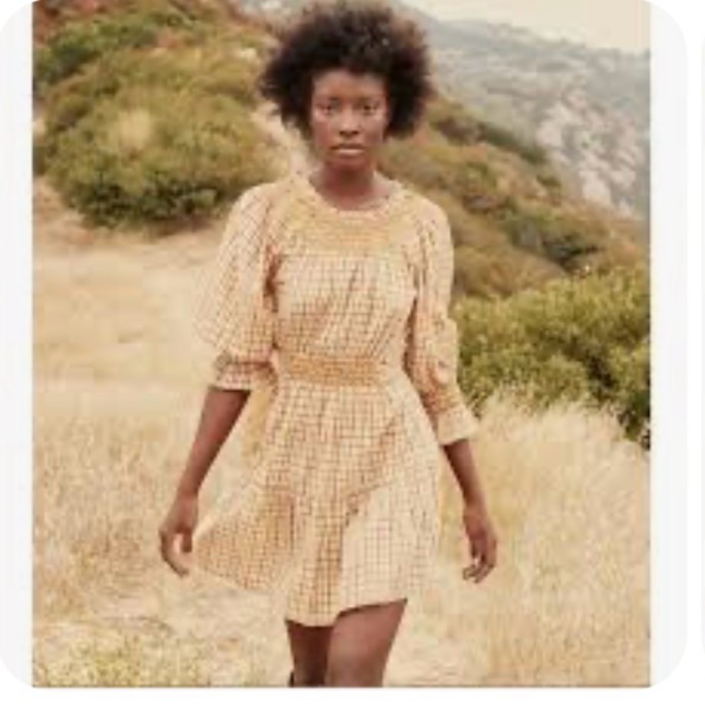 Doen Plaid Puff Sleeve Mini Dress